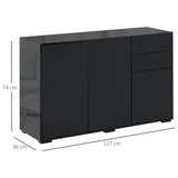 easycomfort easycomfort mobiletto multiuso nero con 2 cassetti e 2 armadietti ad apertura a pressione 117x36x74cm