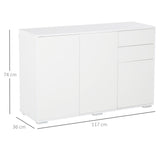 easycomfort easycomfort mobiletto multiuso in legno bianco con 2 cassetti e 2 armadietti con apertura a pressione 117x36x74 cm ean 8054111844659