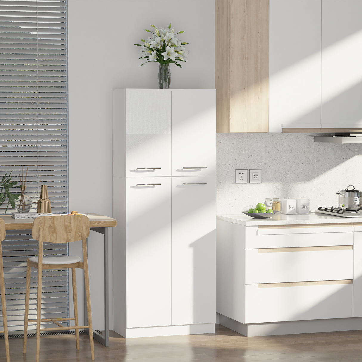 easycomfort easycomfort mobile dispensa multiuso con 2 armadietti e mensole regolabili legno truciolare 59x31x155cm bianco