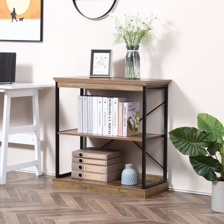 easycomfort easycomfort scaffale libreria in stile industriale mobile multiuso in legno marrone e metallo nero 80x36x81 3cm