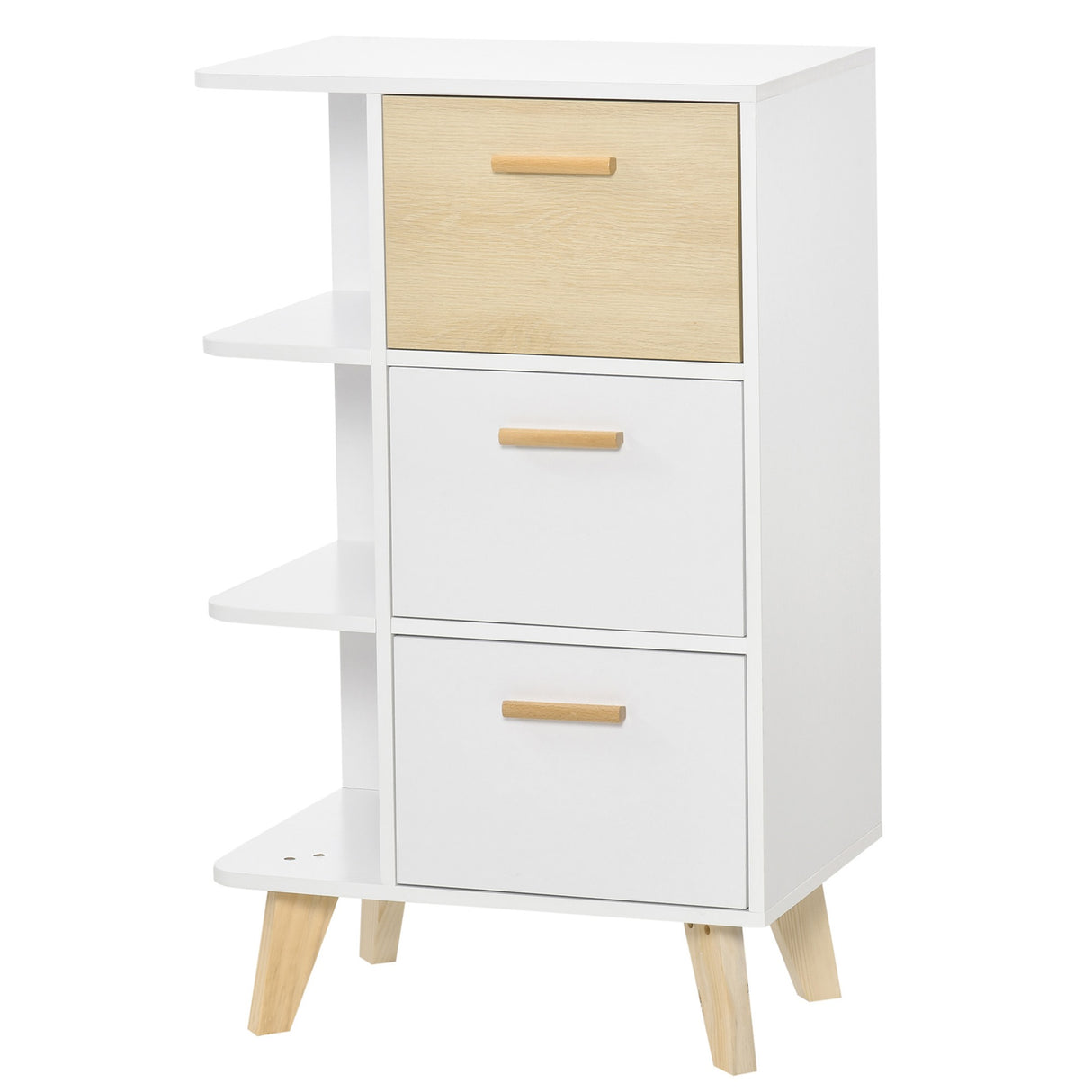easycomfort easycomfort mobiletto multiuso con 3 ripiani aperti e cassetti mobile per soggiorno cucina ufficio in legno bianco 60x40x100cm