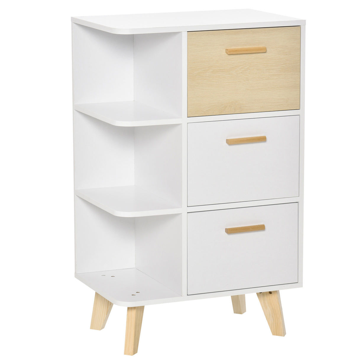 easycomfort easycomfort mobiletto multiuso con 3 ripiani aperti e cassetti mobile per soggiorno cucina ufficio in legno bianco 60x40x100cm