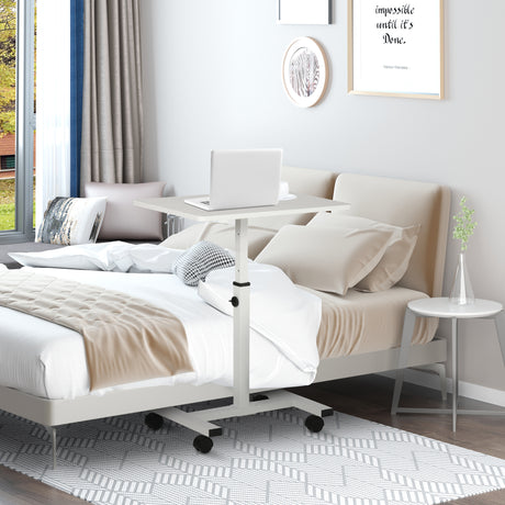 easycomfort easycomfort tavolino porta pc con altezza regolabile e ruote 60x40x52 5 84cm bianco