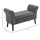 easycomfort easycomfort panca contenitore imbottita per camera in tessuto vellutato con braccioli 111 5x41x65cm grigio
