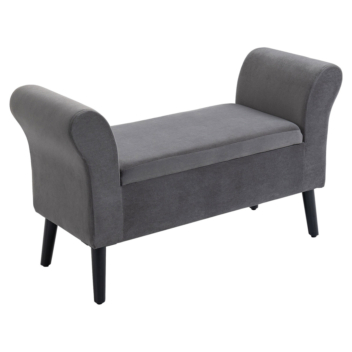 easycomfort easycomfort panca contenitore imbottita per camera in tessuto vellutato con braccioli 111 5x41x65cm grigio