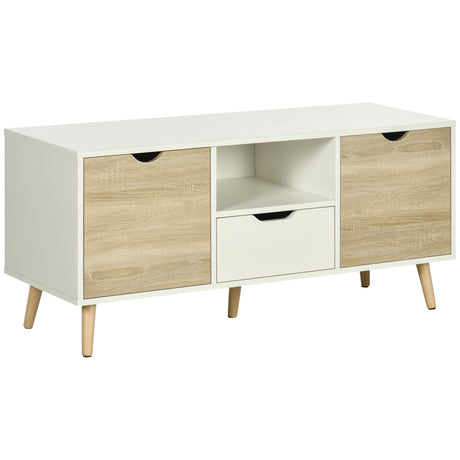 easycomfort easycomfort mobile tv moderno max 50 in truciolato con cassetti ripiani aperti e armadietti 110x40x50 cm bianco e colore legno