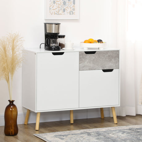 easycomfort easycomfort mobile da salotto con 2 armadietti a 2 ante e cassetto in truciolato e pino 98x39x81 5 cm grigio e bianco