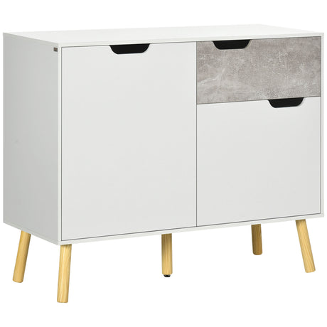 easycomfort easycomfort mobile da salotto con 2 armadietti a 2 ante e cassetto in truciolato e pino 98x39x81 5 cm grigio e bianco
