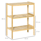 easycomfort easycomfort mobile multiuso 3 livelli salvaspazio in bambu per bagno e salotto 62x33x80cm