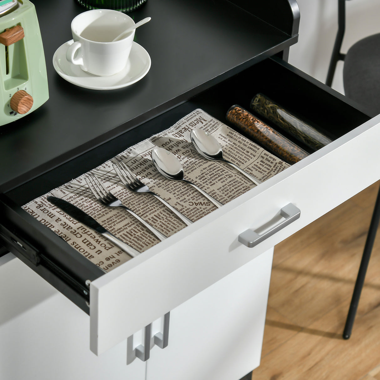 easycomfort easycomfort mobiletto con cassetto e ripiano regolabile per cucina soggiorno e anticamera in mdf 60x40x90cm bianco e nero