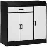 easycomfort easycomfort mobiletto da cucina moderno in mdf con 2 armadietti 1 cassetto e ripiani regolabili 90x40x90 cm bianco e nero