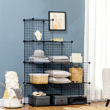 easycomfort easycomfort mobile libreria salvaspazio 9 cubi in rete con pannelli in acciaio e pp 35x35x35 cm nero