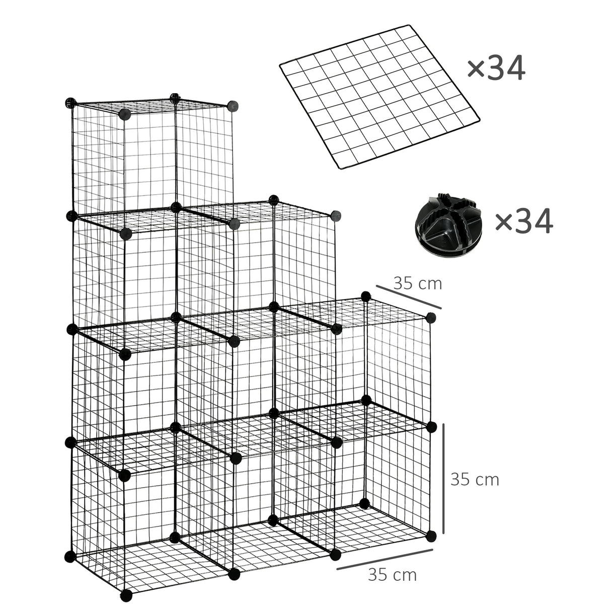 easycomfort easycomfort mobile libreria salvaspazio 9 cubi in rete con pannelli in acciaio e pp 35x35x35 cm nero