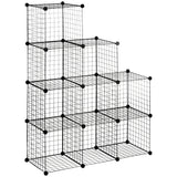 easycomfort easycomfort mobile libreria salvaspazio 9 cubi in rete con pannelli in acciaio e pp 35x35x35 cm nero