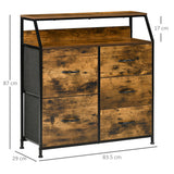 easycomfort easycomfort mobile cassettiera con 5 cassetti in tessuto pieghevoli stile industriale 83 5x29x87cm marrone