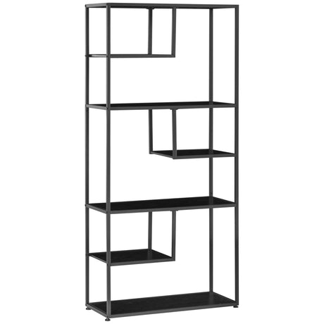 easycomfort easycomfort mobile libreria a 7 livelli in truciolato e acciaio per soggiorno camera da letto e ufficio 83x34x180 cm nero