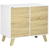 easycomfort easycomfort mobile multiuso con 2 ante a pressione e mensole regolabili in legno 80x40x70cm bianco e quercia