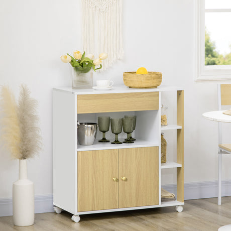 easycomfort easycomfort carrello da cucina in truciolato con 4 ripiani aperti un cassetto e un armadietto a 2 ante 80x39x85 5 cm