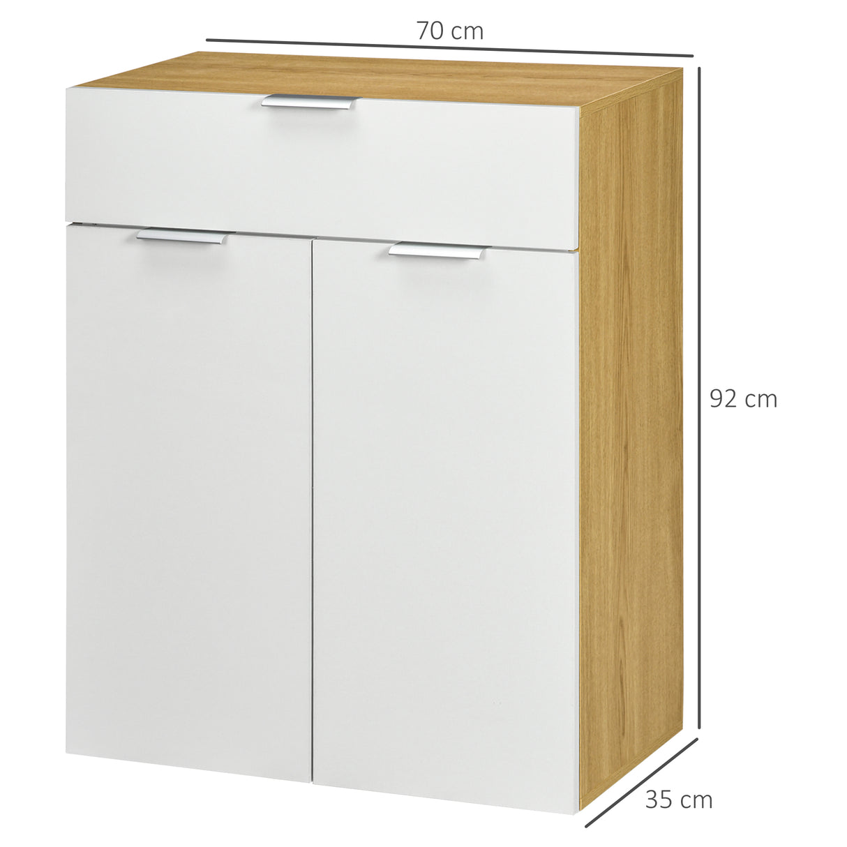 easycomfort easycomfort mobile per soggiorno con armadietto e cassetto ripiani regolabili su 3 livelli 70x35x92cm bianco
