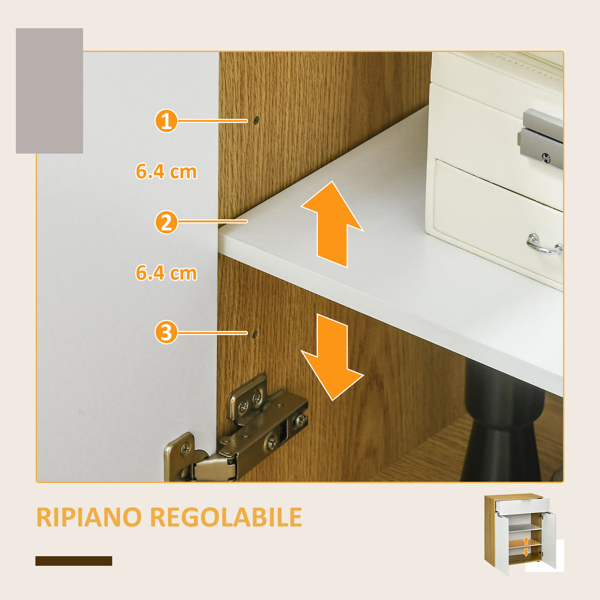 easycomfort easycomfort mobile per soggiorno con armadietto e cassetto ripiani regolabili su 3 livelli 70x35x92cm bianco