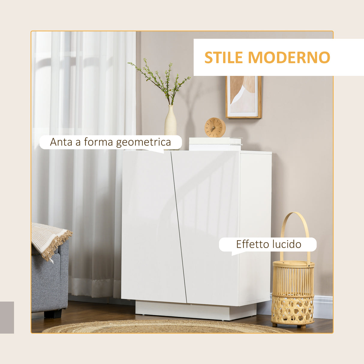 easycomfort easycomfort mobiletto multiuso in truciolato bianco a 3 livelli con ripiano regolabile su 3 livelli 70x40x88 cm
