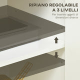 easycomfort easycomfort mobile multiuso con armadietto a 2 livelli in truciolato e ripiano regolabile 80x37x75cm