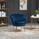 easycomfort easycomfort poltrona vintage di design in velluto blu poltroncina da camera con schienale alto 76x67x74cm