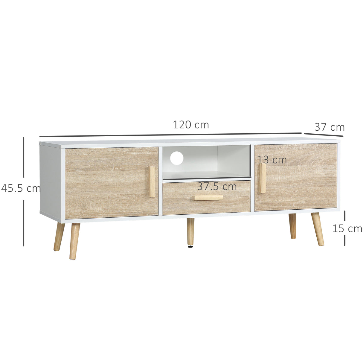 easycomfort easycomfort mobile tv basso per tv max 46 con ripiano aperto cassetto e 2 armadietti in truciolato e pino 140x40x55 3 cm