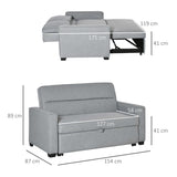 easycomfort easycomfort divano letto a 1 piazza in tessuto seduta 2 posti e schienale a 3 reclinazioni 154x87x89cm