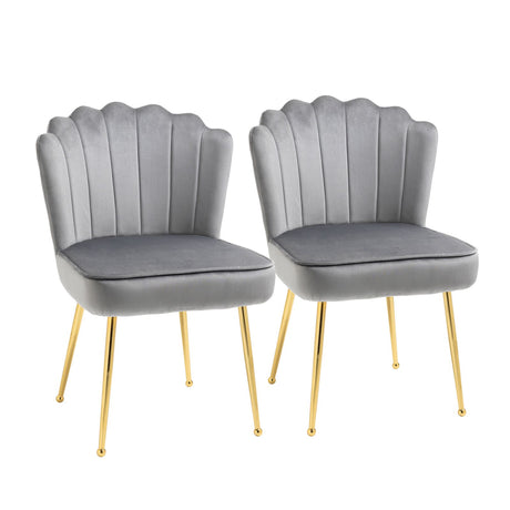 easycomfort easycomfort set 2 sedie moderne e imbottite per salotto o soggiorno con rivestimento effetto vellutato 57x58x88cm grigio