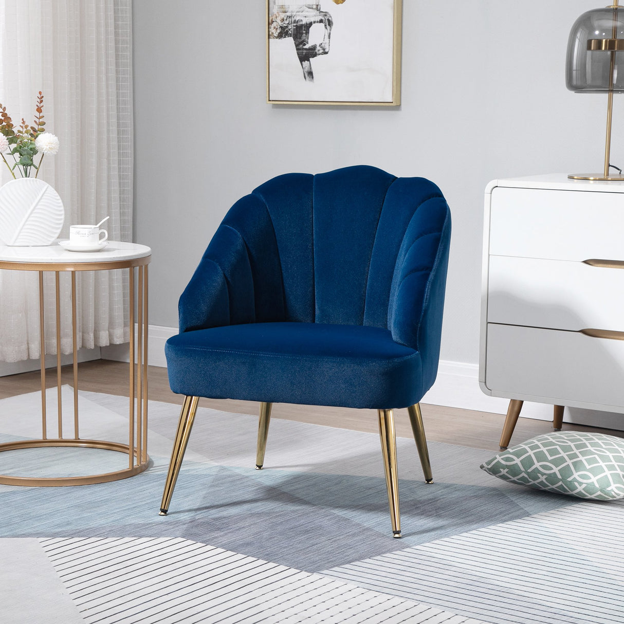 easycomfort easycomfort poltrona in velluto imbottita con schienale a conchiglia per camera e salotto 63x65x84cm