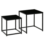 easycomfort easycomfort set 2 tavolini da salotto quadrati moderni in acciaio e vetro temperato nero