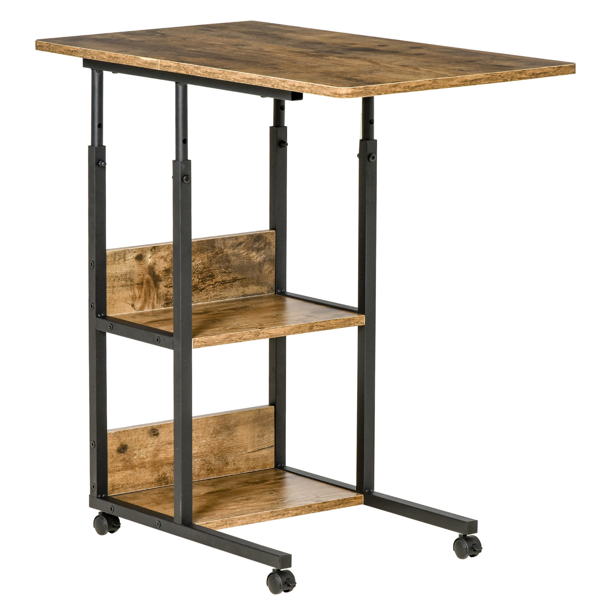 easycomfort easycomfort tavolino da salotto stile industriale altezza regolabile e 4 ruote con freno 80x40x60 75cm