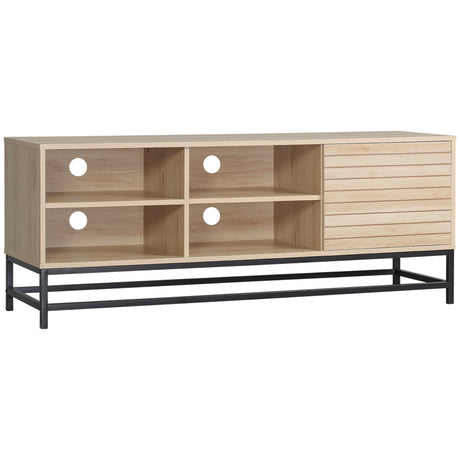 easycomfort easycomfort mobile tv moderno per tv max 60 in mdf e acciaio con 4 ripiani aperti e armadietto a 2 livelli 140x40x55 3 cm