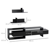easycomfort easycomfort mobile porta tv moderno con 2 mensole in legno vani aperti e armadietti nero