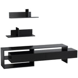 easycomfort easycomfort mobile porta tv moderno con 2 mensole in legno vani aperti e armadietti nero