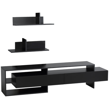 easycomfort easycomfort mobile porta tv moderno con 2 mensole in legno vani aperti e armadietti nero