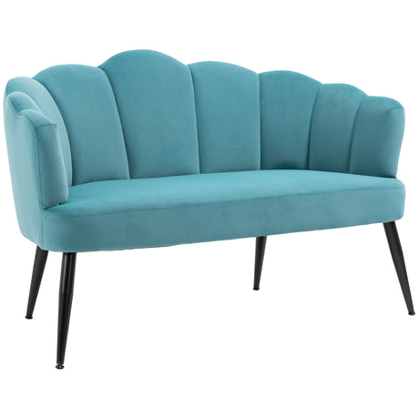 easycomfort easycomfort divano 2 posti in velluto con gambe in metallo e schienale a conchiglia 132x66x80cm verde