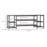easycomfort easycomfort mobile tv moderno per tv fino a 60 con 6 ripiani aperti in acciaio e truciolato 140x40x50 cm marrone e nero