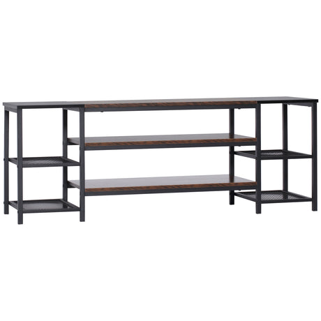 easycomfort easycomfort mobile tv moderno per tv fino a 60 con 6 ripiani aperti in acciaio e truciolato 140x40x50 cm marrone e nero