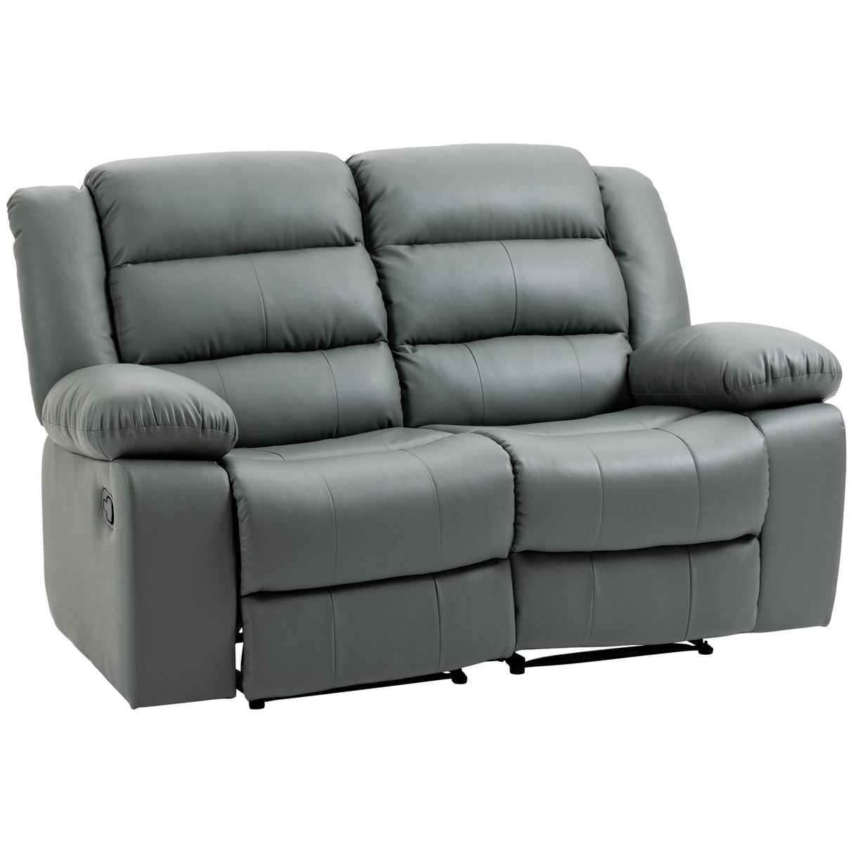 easycomfort easycomfort divano 2 posti reclinabile e imbottito con schienale diviso e poggiapiedi 168x98x102 cm grigio