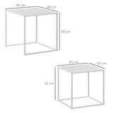 easycomfort easycomfort set 2 tavolini da caffe impilabili quadrati in acciaio bianco