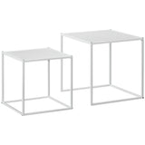 easycomfort easycomfort set 2 tavolini da caffe impilabili quadrati in acciaio bianco
