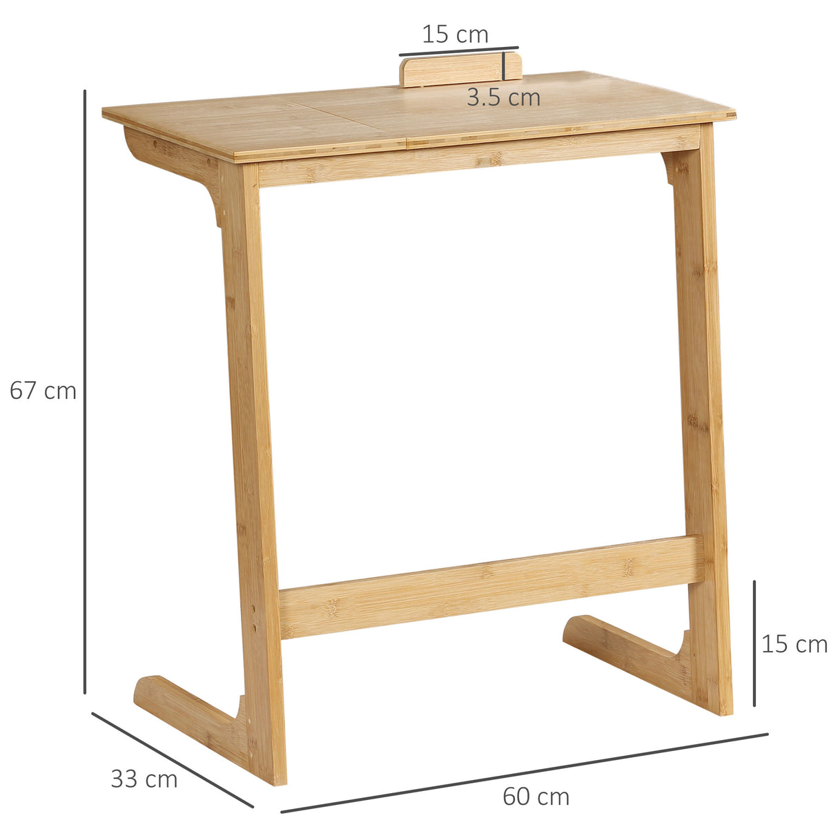 easycomfort easycomfort tavolino da divano a forma di c in legno di bambu con piano inclinabile su 5 livelli 60x33x67cm