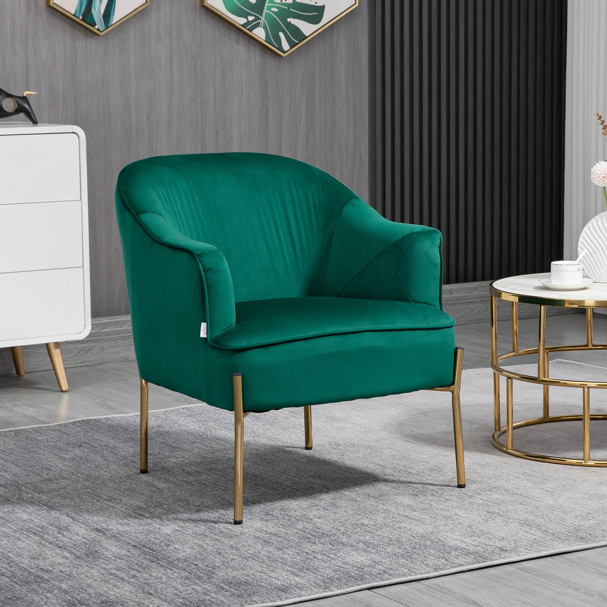 easycomfort easycomfort poltrona da camera da letto in tessuto effetto velluto con gambe in acciaio 62x69x75 cm verde