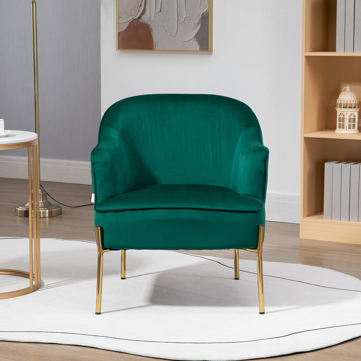easycomfort easycomfort poltrona da camera da letto in tessuto effetto velluto con gambe in acciaio 62x69x75 cm verde