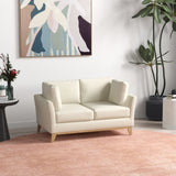 easycomfort easycomfort divano da 2 posti in legno di eucalipto e tessuto effetto lino con 2 cuscini 137x78x78 cm beige