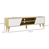 easycomfort easycomfort mobile porta tv fino 65 con armadietti e ripiani aperti 150x30x42cm bianco e legno