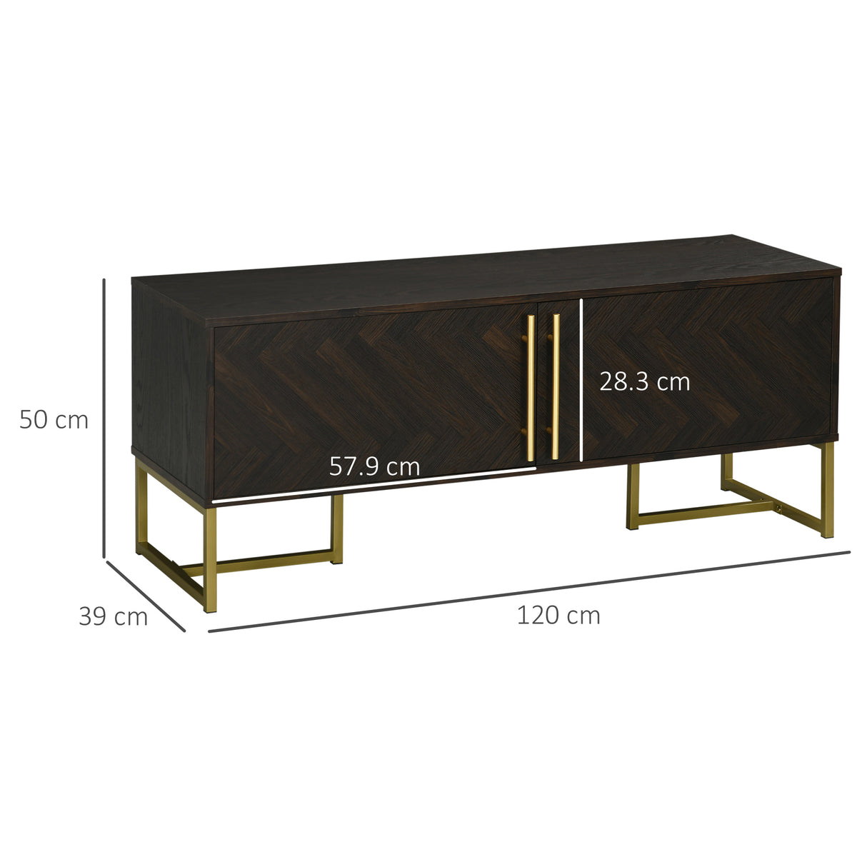 easycomfort easycomfort mobile porta tv fino a 55 con 2 armadietti in legno e metallo 120x39x50 cm marrone e oro