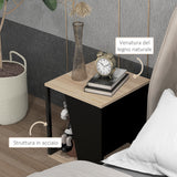 easycomfort easycomfort set da 2 tavolini da caffe con vano porta oggetti in truciolato e acciaio 40x40x45cm nero e quercia